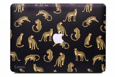 Lunso MacBook Air 13 inch (2018-2019) cover hoes - case - Leopard Black