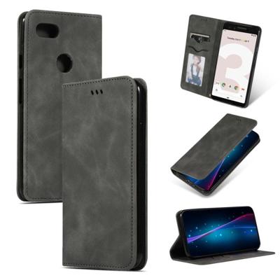Retro huid voelen Business magnetische horizontale Flip lederen case voor Google pixel 3 (donkergrijs)