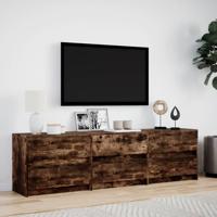 Tv-meubel met LED 180x34x50 cm bewerkt hout gerookt eikenkleur - thumbnail