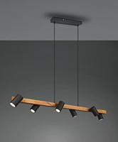 Trio HanglampMarley 6-lichts zwart met hout - 312490632 - thumbnail