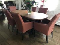 Set van 6 leren eetkamerstoelen - met houten poten - bruin leer - Echt leer, Landelijk, ontdek de vele Leersoorten en Kleuren bij ShopX - thumbnail