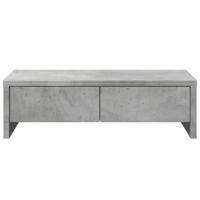 Monitorstandaard met lades 50x27x15 cm bewerkt hout betongrijs - thumbnail