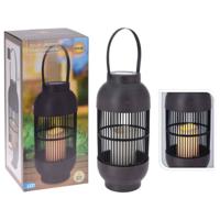 ProGarden lantaarn met kaars solar led rattan zwart - thumbnail