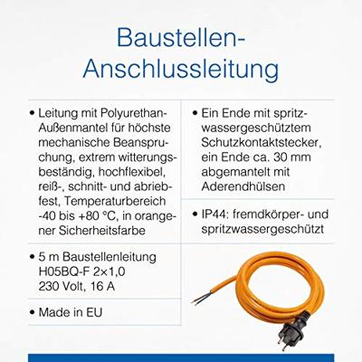AS Schwabe 70913 Aansluitkabel Stroom Oranje 5.00 m