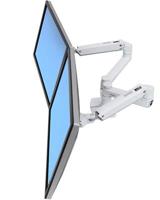 Ergotron LX Dual Arm Side by Side Desk Mount Monitor-tafelbeugel Aantal monteerbare displays: 2 Display(s) 38,1 cm (15) - 68,6 cm (27) Wit In hoogte