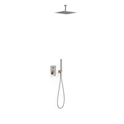 Regendoucheset Inbouw Tres Project Vierkant 30 cm Met Plafondarm en Handdoucheset met Staafhanddouche Rapid Box RVS Tres