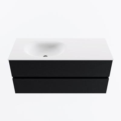 MONDIAZ VICA 110cm badmeubel onderkast Urban 2 lades. Wastafel MOON links zonder kraangat, kleur Talc.