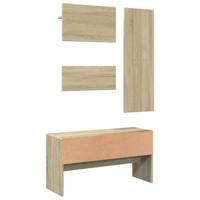 4-delige Garderobe set bewerkt hout sonoma eikenkleurig - thumbnail