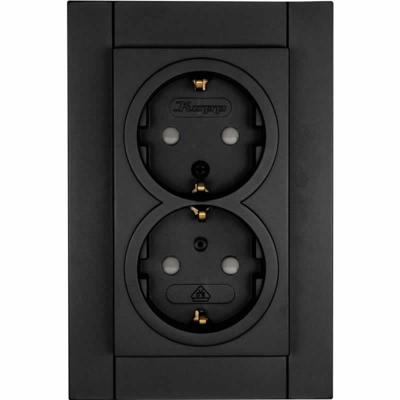 Kopp HK07 stopcontact 2-voudig mat-zwart randaarde kinderveilig 940250006