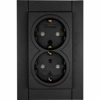 Kopp HK07 stopcontact 2-voudig mat-zwart randaarde kinderveilig 940250006 - thumbnail