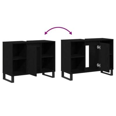 Badkamerkast Zwart eiken 80 x 33 x 60 cm Bewerkt hout