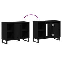 Badkamerkast Zwart eiken 80 x 33 x 60 cm Bewerkt hout - thumbnail