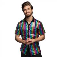 Disco Shirt Diamant Regenboog - thumbnail