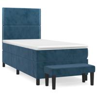 Boxspring met matras fluweel donkerblauw 100x200 cm - thumbnail