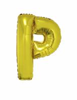 Folieballon Goud Letter &apos;P&apos; groot - thumbnail