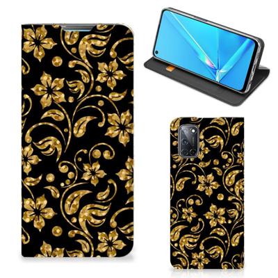 OPPO A52 | A72 Smart Cover Gouden Bloemen OPPO A52 | A72 Smart Cover Gouden Bloemen