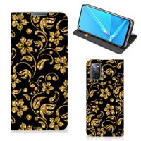 OPPO A52 | A72 Smart Cover Gouden Bloemen - thumbnail