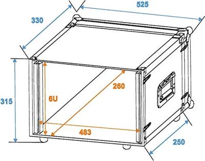 Roadinger Effect Rack CO DD 19 inch flightcase 6HE 240mm diep - thumbnail