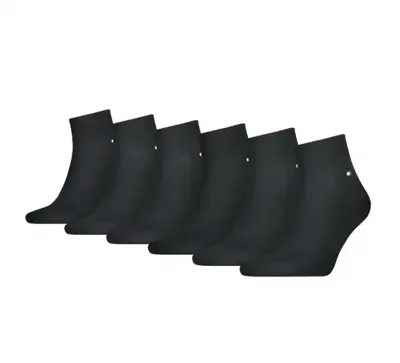 Tommy Hilfiger 6-paar Quarter sokken - Heren katoenen half hoge sokken - Multipack - 46 - Zwart - 46 - 46 - 46
