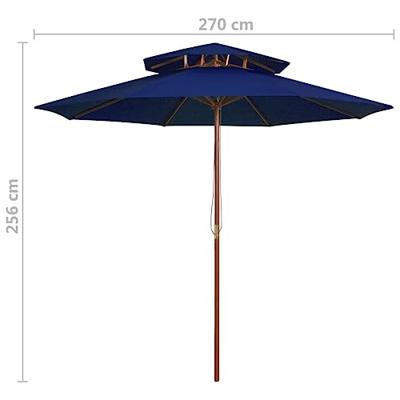 Parasol dubbeldekker met houten paal 270 cm blauw
