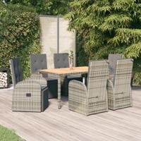 9-delige Tuinset met kussens poly rattan grijs - thumbnail
