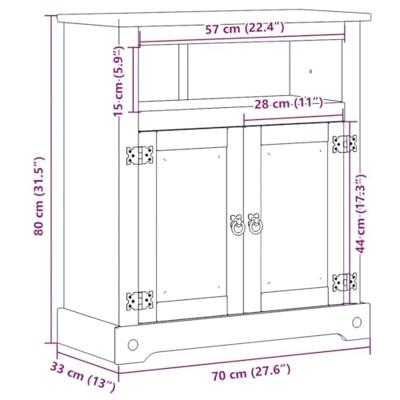 Badkamerkast Corona 70x33x80 cm massief grenenhout