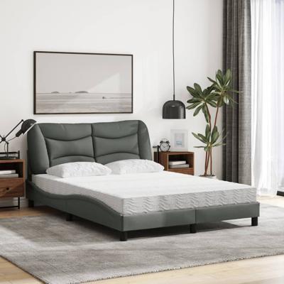 Bed met matras stof donkergrijs 120x200 cm - thumbnail