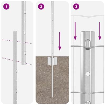 VidaXL Hek met paal zilver 1 x 10 m staal