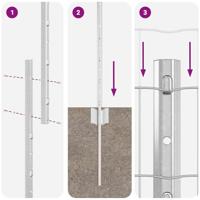 VidaXL Hek met paal zilver 1 x 10 m staal - thumbnail