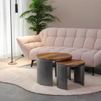 D-MAXX Salontafel Set Bunch - Rough - Mangohout - 60 cm - Rond - thumbnail