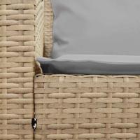 Tuinbank 5-zits met kussens poly rattan beige - thumbnail