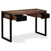 Bureau met 2 lades 120x50x76 cm massief gerecycled hout - thumbnail