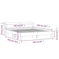 Bedframe met hoofdeinde en LED-verlichting zwart 160x200 cm - thumbnail