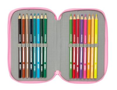 Driedubbele Pennenzak SuperKitties Roze Turkoois 12,5 x 19,5 x 5,5 cm 37 Onderdelen