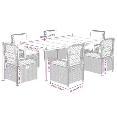 7-delige Tuinset met kussens poly rattan zwart 7-delige Tuinset met kussens poly rattan zwart