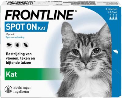 Frontline spot-on anti-vlooienmiddel voor de kat 3 pipetten
