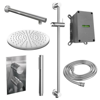 Inbouw Regendouche Set Brauer Chrome Edition Wanduitloop Ronde Hoofddouche 30 cm Met Glijstang Brauer