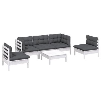 6-delige Loungeset met kussens massief grenenhout - thumbnail