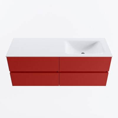 MONDIAZ VICA 130cm badmeubel onderkast Fire 4 lades. Wastafel CLOUD rechts zonder kraangat, kleur Talc.