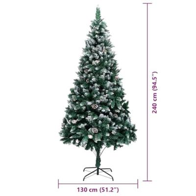 VidaXL Kunstkerstboom groen 240 cm pvc en staal en kunststof