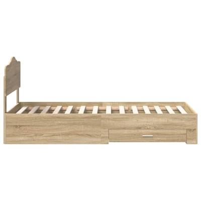 Bedframe met hoofdeinde Sonoma Eiken 75 x 190 cm Bewerkt hout