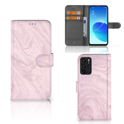 OPPO Reno6 5G | Bookcase | Marble Pink - Origineel Cadeau Vriendin