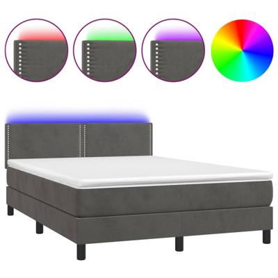 Boxspring met matras en LED fluweel donkergrijs 140x200 cm