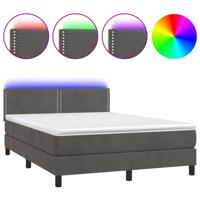Boxspring met matras en LED fluweel donkergrijs 140x200 cm - thumbnail