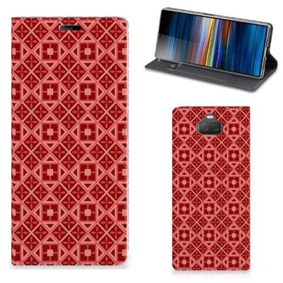 Sony Xperia 10 Plus | Hoesje met Magneet | Batik Rood Sony Xperia 10 Plus | Hoesje met Magneet | Batik Rood