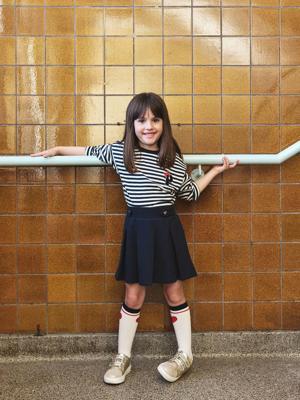 Geplooide rok van piqué breisel voor meisjes marineblauw Geplooide rok van piqué breisel voor meisjes marineblauw