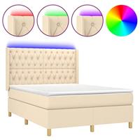 Boxspring met matras en LED stof crèmekleurig 140x190 cm - thumbnail