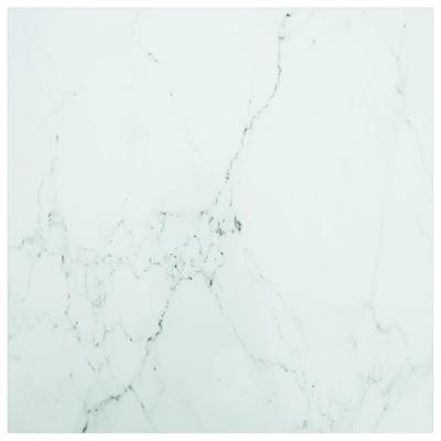 VidaXL Tafelblad 60x60 cm 6 mm gehard glas met marmeren design wit