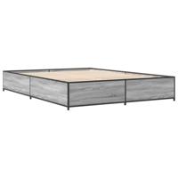 Bedframe bewerkt hout metaal grijs sonoma eiken 120x200 cm - thumbnail