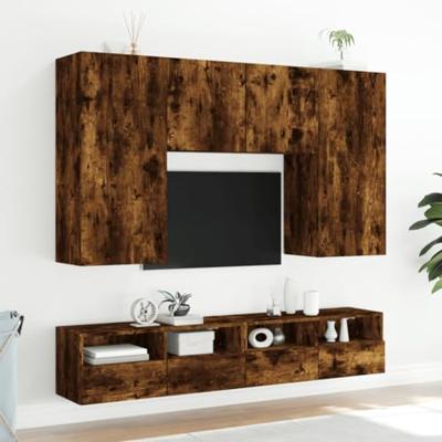 Tv-wandmeubels 2 st 100x30x30 cm bewerkt hout gerookt eiken